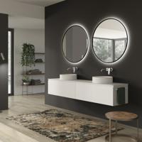 XenZ Ronde Badkamerspiegel Cola 80 cm Zwarte Kaderrand met Rondom Verlichting - thumbnail