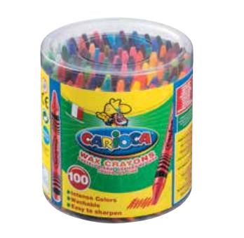 Carioca waskrijt Wax, plastic pot met 100 stuks in geassorteerde kleuren