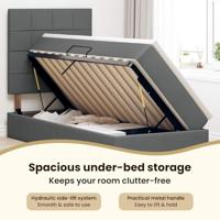 Opbergbed met LED met matras Donkergrijs 100 x 200 cm Polyester - thumbnail