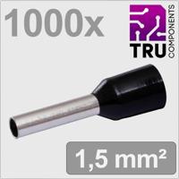 TRU COMPONENTS TC-13377204 Adereindhulzen 1.5 mm² Deels geïsoleerd Zwart 1000 stuk(s) - thumbnail