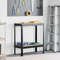 Werkbanken met plank Zwart 81 x 41 x 145 cm Bewerkt hout - thumbnail