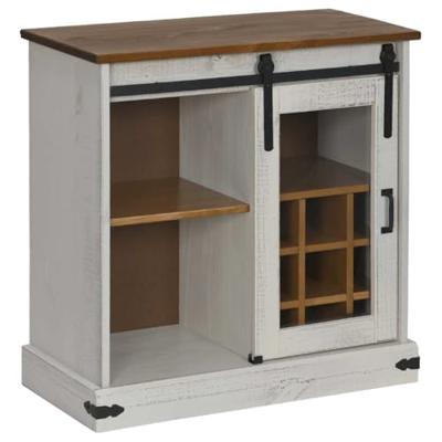 Dressoir HALDEN met schuifdeur 80x40x80 cm massief hout wit