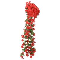VidaXL Kerstslingers met bloemen 3 st 85 cm rood - thumbnail