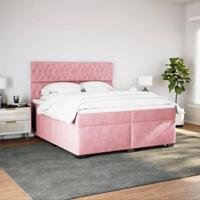 Boxspring met matras fluweel roze 200x200 cm - thumbnail