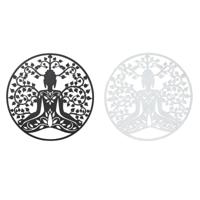 Wanddecoratie DKD Home Decor 100 x 1 x 100 cm Zwart Boeddha Wit Orientaals (2 Stuks) - thumbnail