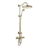 Regendoucheset Tres Clasic Thermostatische Opbouw Incl. Handdouche Doucheslang 170 cm Verouderd Messing - thumbnail