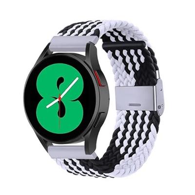 By Qubix - Compatible met Garmin Forerunner 55/245 / 645 - Braided nylon bandje - Zwart/wit - Compatible Garmin bandje - Bandbreedte: 20mm