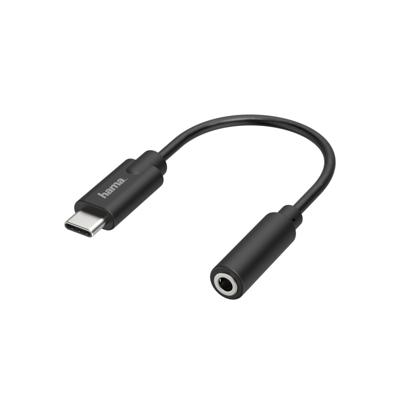 Hama Audio-adapter, USB-C-stekker - 3,5-mm-jack-aansluiting, stereo Mini jack kabel Zwart