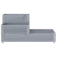 VidaXL Verhoogde plantenbak 3-laags 120x80 cm massief grenenhout grijs - thumbnail