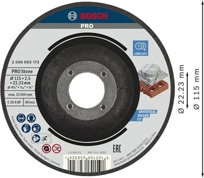 Bosch Accessories 2608603173 2608603173 Doorslijpschijf gebogen 115 mm 1 stuk(s) Steen Bosch Accessories 2608603173 2608603173 Doorslijpschijf gebogen 115 mm 1 stuk(s) Steen