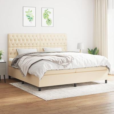 Boxspring met matras stof crèmekleurig 200x200 cm