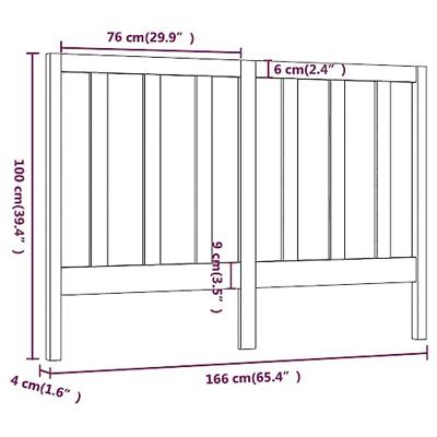 Hoofdbord 166x4x100 cm massief grenenhout
