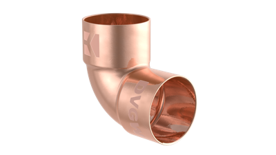 Kirchhoff Koperen bocht 90°, blank, 22 mm, 2 sockets, (5090) - 989035055