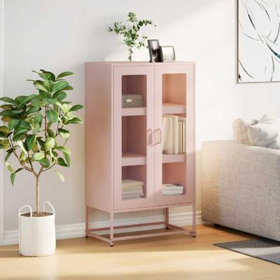 Hoge kast 68x39x123 cm staal roze - thumbnail