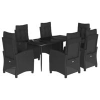 7-delige Tuinset met kussens poly rattan zwart - thumbnail