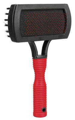 TRIXIE SLICKERBORSTEL 2-ZIJDIG KUNSTSTOF / NYLON & PINNEN 17X10 CM 2 ST