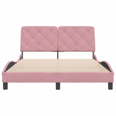 Bedframe met hoofdeinde fluweel roze 140x190 cm