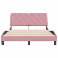 Bedframe met hoofdeinde fluweel roze 140x190 cm - thumbnail