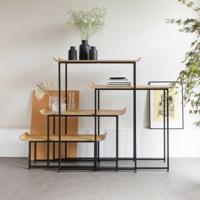 Zuiver Wandrek 'Flodka' Hout en staal, Set van 4 stuks - thumbnail