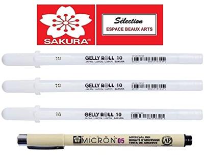 Gelschrijver Sakura Gelly Roll Classic 08 set à 3 stuks wit