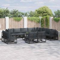 Tuinbankenset met kussen 12 pcs Zwart Aluminium - thumbnail