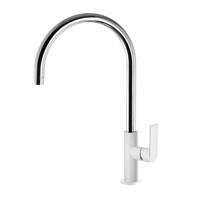 Wastafelmengkraan Tres Loft Colors 1-Hendel Uitloop Gebogen 26 cm Rond Wit Chroom - thumbnail