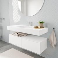 Zaro ALAN vrijhangende wastafel 120cm met wasbak Enkel midden en onderkast in kleur Wit mat 2 lade(s) - thumbnail