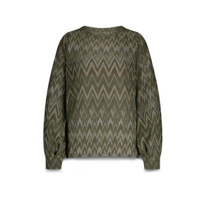 Summum Top Long Sleeve Zig Zag Lurex 3s5178-30718 T-shirt Lange Mouw 655 Dark Camo