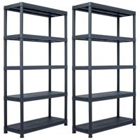 vidaXL Opbergrekken 2 st 500 kg 100x40x180 cm kunststof zwart - thumbnail