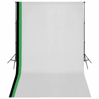 Fotostudioset met 3 katoenen achtergronden en frame 3x5 m