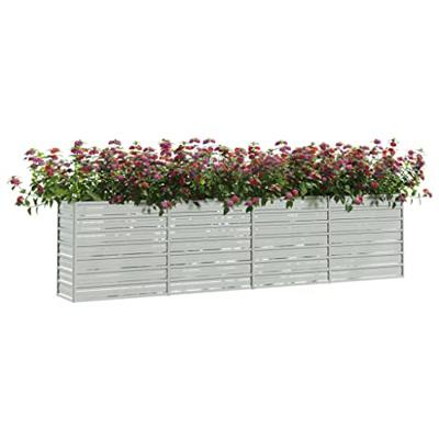 Plantenbak verhoogd 320x40x77 cm gegalvaniseerd staal zilver Plantenbak verhoogd 320x40x77 cm gegalvaniseerd staal zilver