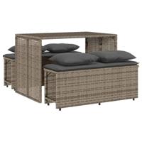 3-delige Tuinset met kussens poly rattan grijs - thumbnail