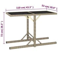Tuintafel 110x53x72 cm glas en poly rattan beige - thumbnail