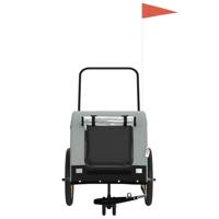 VidaXL Hondenfietstrailer oxford stof en ijzer grijs en zwart - thumbnail