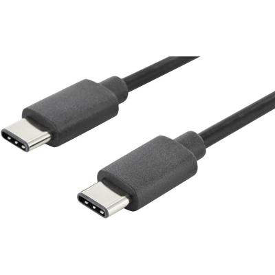Digitus AK-300138-018-S USB-kabel USB 2.0 USB-C stekker, USB-C stekker 1.80 m Zwart Rond, Stekker past op beide manieren, Afgeschermd (dubbel)