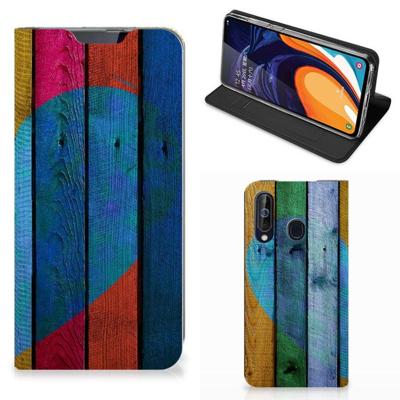 Samsung Galaxy A60 Book | Wallet Case | Wood Heart - Cadeau voor je Vriend