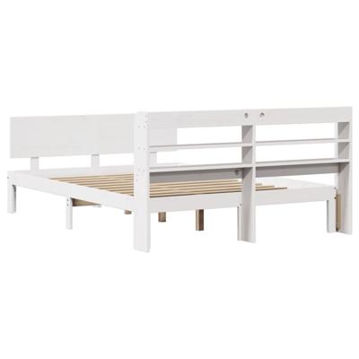 Bedframe met hoofdbord massief grenenhout wit 120x190 cm - thumbnail