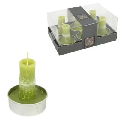 Theelichten bamboe groen 5 cm 6 stuks | 24 stuks