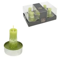 Theelichten bamboe groen 5 cm 6 stuks | 24 stuks - thumbnail