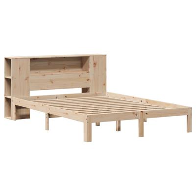 Bed met boekenkast zonder matras massief grenenhout 135x190 cm - thumbnail