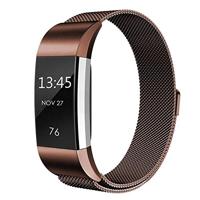 By Qubix - Compatible met Fitbit Charge 2 milanese bandje - Maat: Small - Bruin - Compatible fitbit bandje - thumbnail