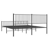 Bedframe met hoofd- en voeteneinde metaal zwart 193x203 cm - thumbnail