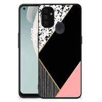 OnePlus Nord N100 Backcover Zwart Roze Vormen - thumbnail