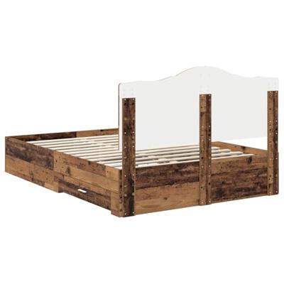 Bedframe met hoofdeinde Oudhout 140 x 190 cm Bewerkt hout