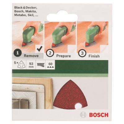 Bosch Accessories 2609256A49 Deltaschuurpapier Met klittenband, Geperforeerd Korrelgrootte (num) 60 Hoekmaat 93 mm 5 stuk(s)
