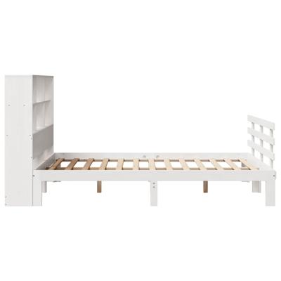 Bed met boekenkast zonder matras grenenhout wit 160x200 cm - thumbnail