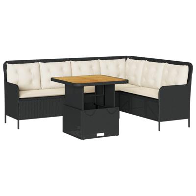 2-delige Loungeset met kussens poly rattan zwart 2-delige Loungeset met kussens poly rattan zwart