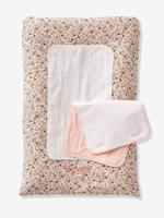 Luiermatras + 2 aanpasbare verschoonmatjes FLORA wit, bedrukt - thumbnail