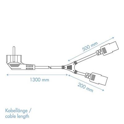 LogiLink Stroom Aansluitkabel [1x Randaarde haakse stekker - 2x Apparaatstekker, male C13] 1.70 m Zwart