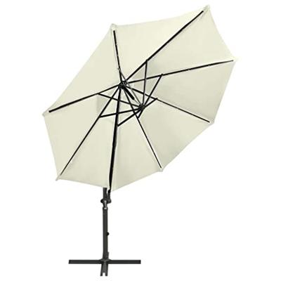 VidaXL Zweefparasol met paal en led-verlichting 300 cm zandkleurig